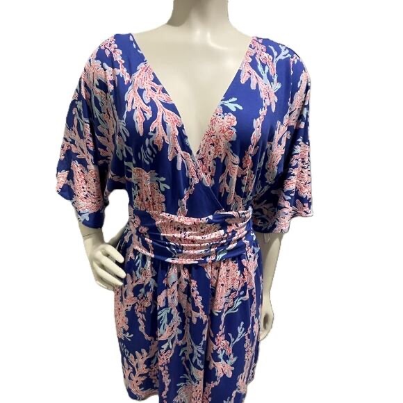 Lilly Pulitzer Pants - Lilly Pulitzer Romper Skort Coral Reef Print Parigi Blue Pink Size M